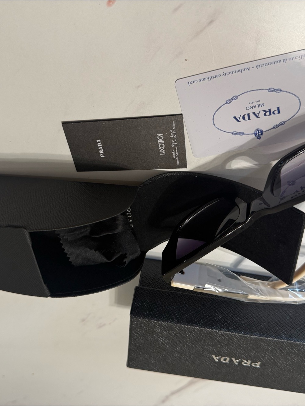 Prada Black Front Sunglasses with White Temples - Picture 3 of 6
